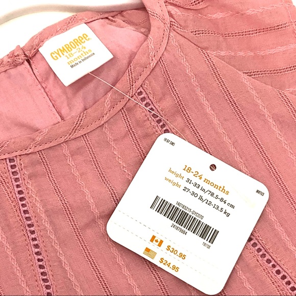 NEW! Gymboree Pink Short Sleeve Top Flutter Sleeve - Picture 6 of 6